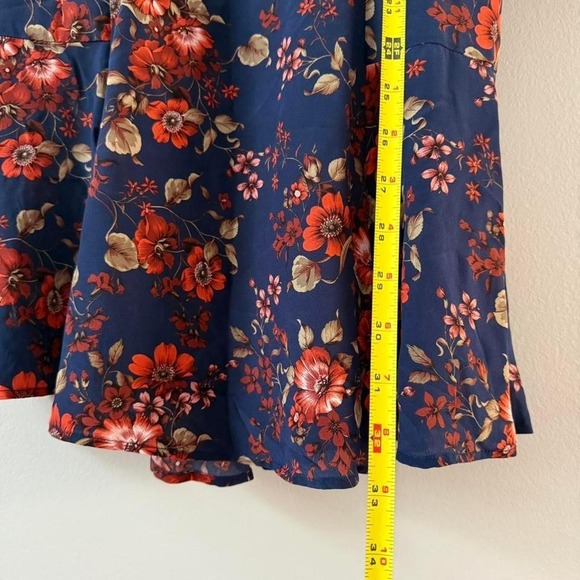 Women's Amour Vert Ingrid 100% Silk Floral Dress Navy 3/4 Sleeves Buttoned SZ XS - Picture 7 of 8